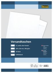 Zeige Details für IDENA Versandtasche C4 ohne Fenster weiss Bild von IDENA Versandtasche C4 ohne Fenster weiss