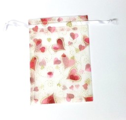 Zeige Details für Organzabeutel "Valentino" rot/gold mit Glitzer Bild von Organzabeutel "Valentino" rot/gold mit Glitzer