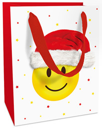 Zeige Details für BRAUN + COMPANY Geschenktasche X-mas Smiley weiss Bild von BRAUN + COMPANY Geschenktasche X-mas Smiley weiss