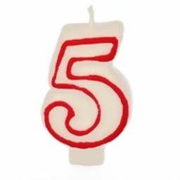 Zeige Details für Zahlenkerze  weiss "5" mit rotem Rand
 Bild von Zahlenkerze  weiss "5" mit rotem Rand