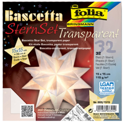 Zeige Details für FOLIA Faltblätter Bascetta-Stern transparent 20 x 20 cm Bild von FOLIA Faltblätter Bascetta-Stern transparent 20 x 20 cm