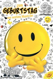 Zeige Details für Smiley Grußkarte "zum Geburtstag die besten Wünsche" Bild von Smiley Grußkarte "zum Geburtstag die besten Wünsche"