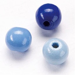 Zeige Details für Holzperlen blau gemischt, 10 mm Ø  Bild von Holzperlen blau gemischt, 10 mm Ø