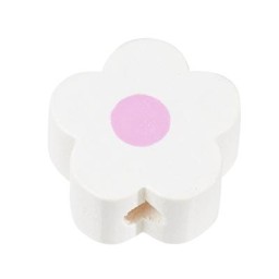 Zeige Details für Schnulli-Holzperle Blümchen weiss Bild von Schnulli-Holzperle Blümchen weiss
