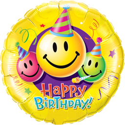 Zeige Details für Folienballon Happy Birthday Smiley Faces 18in/45 cm Bild von Folienballon Happy Birthday Smiley Faces 18in/45 cm