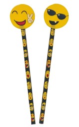 Zeige Details für 2  Bleistifte mit Radiergummi Smiley-Design 1 Bild von 2  Bleistifte mit Radiergummi Smiley-Design 1