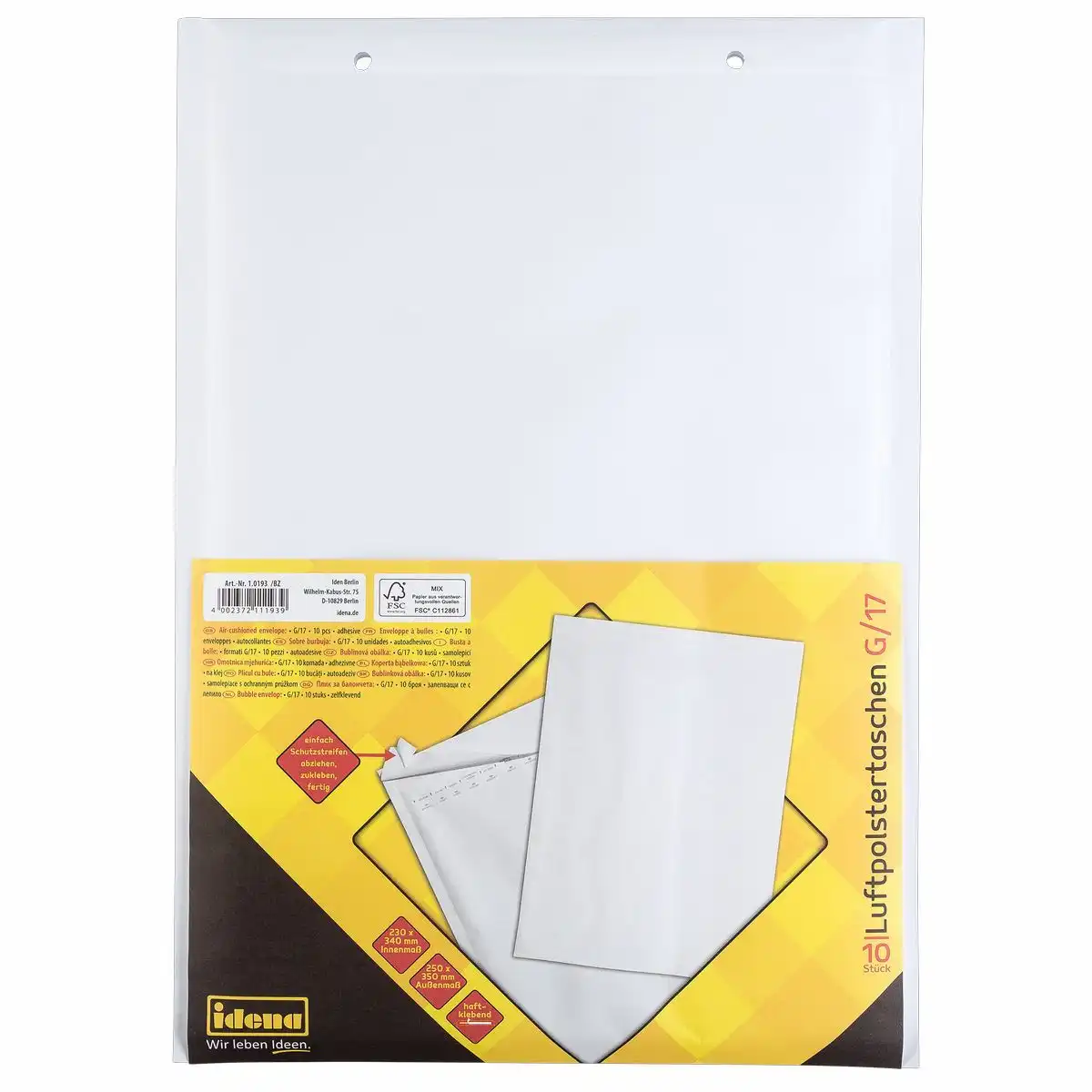 Bild von IDENA Luftpolstertaschen G/17 haftklebend weiß