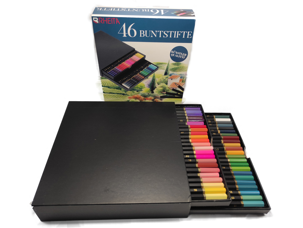 Bild von RHEITA  Buntstifte 46 Stück in Schubladenbox