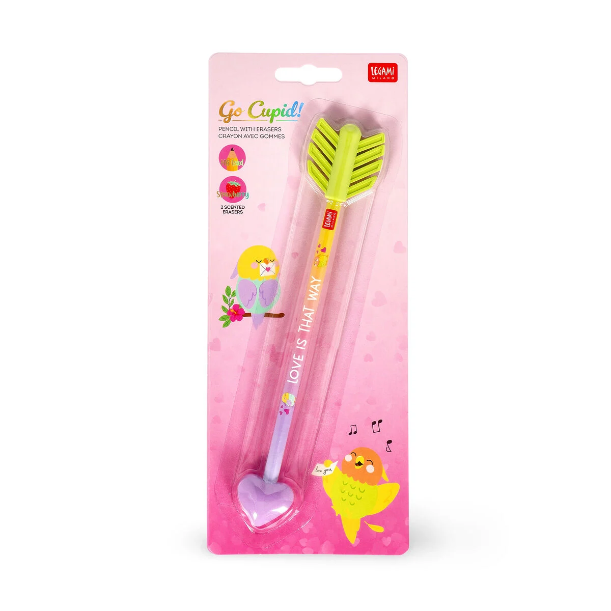 Bild von LEGAMI Stift mit zwei Radiergummis mit Duft - Go Cupid!